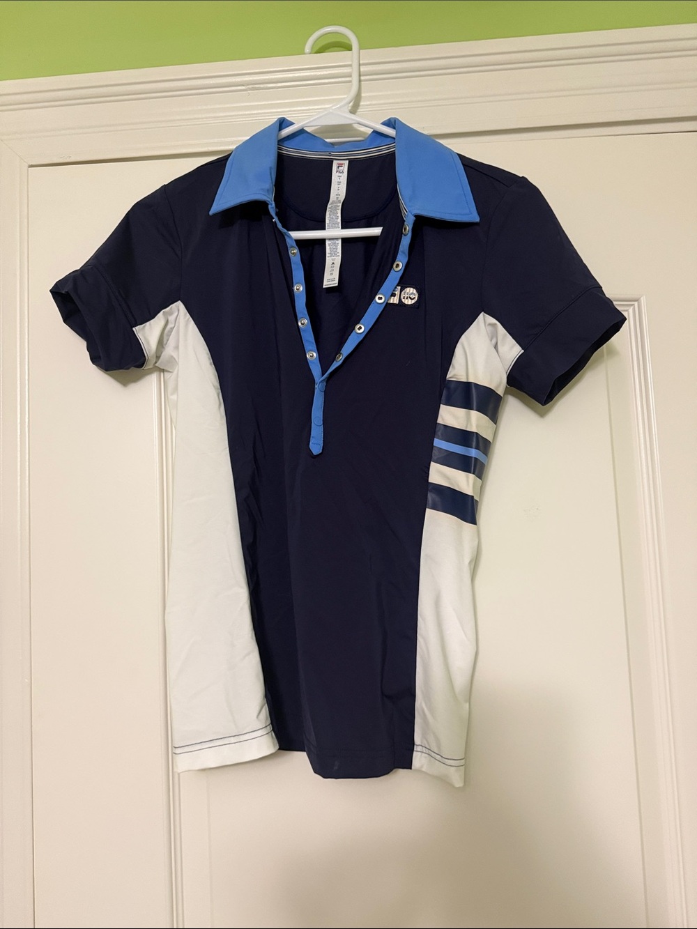 Fila Navy Polo with Light Blue Collar and White Side Panels